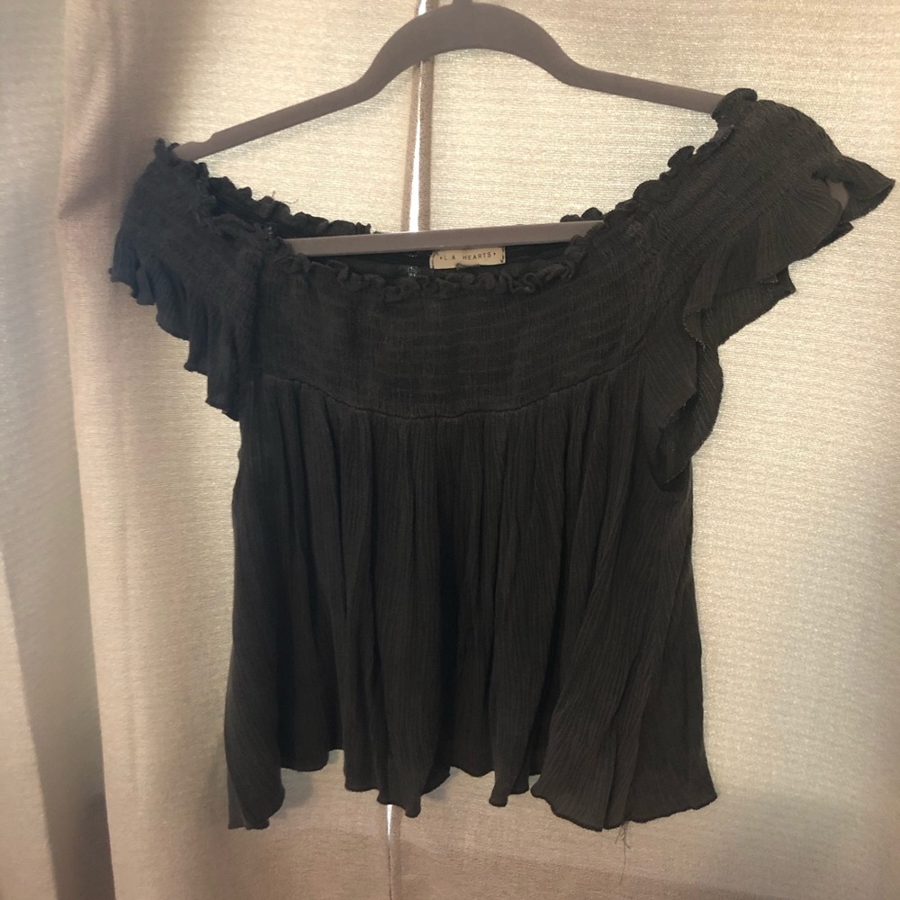 Gray off the shoulder top